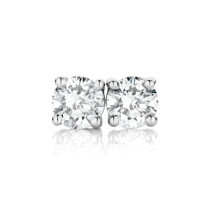 9ct White Gold Diamond Stud Earrings