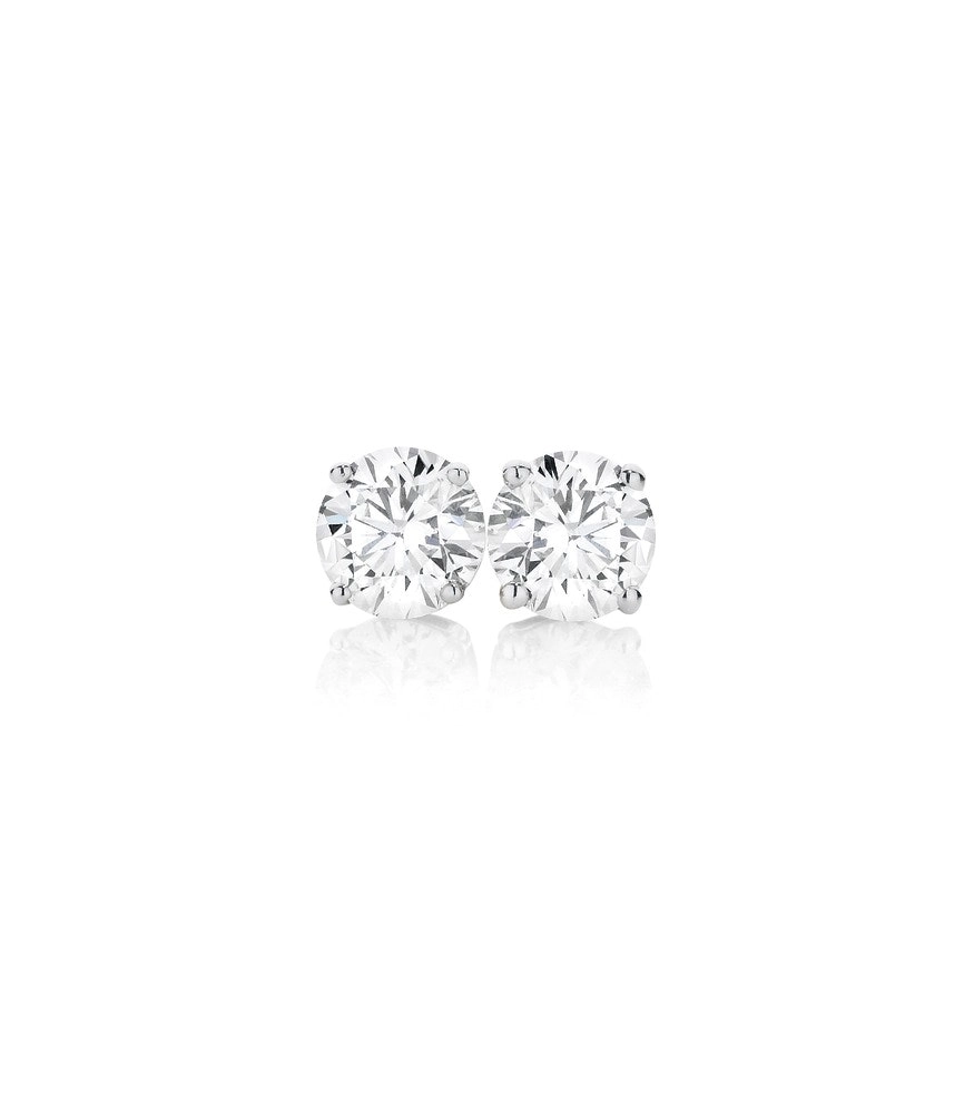 9ct White Gold Diamond Stud Earrings