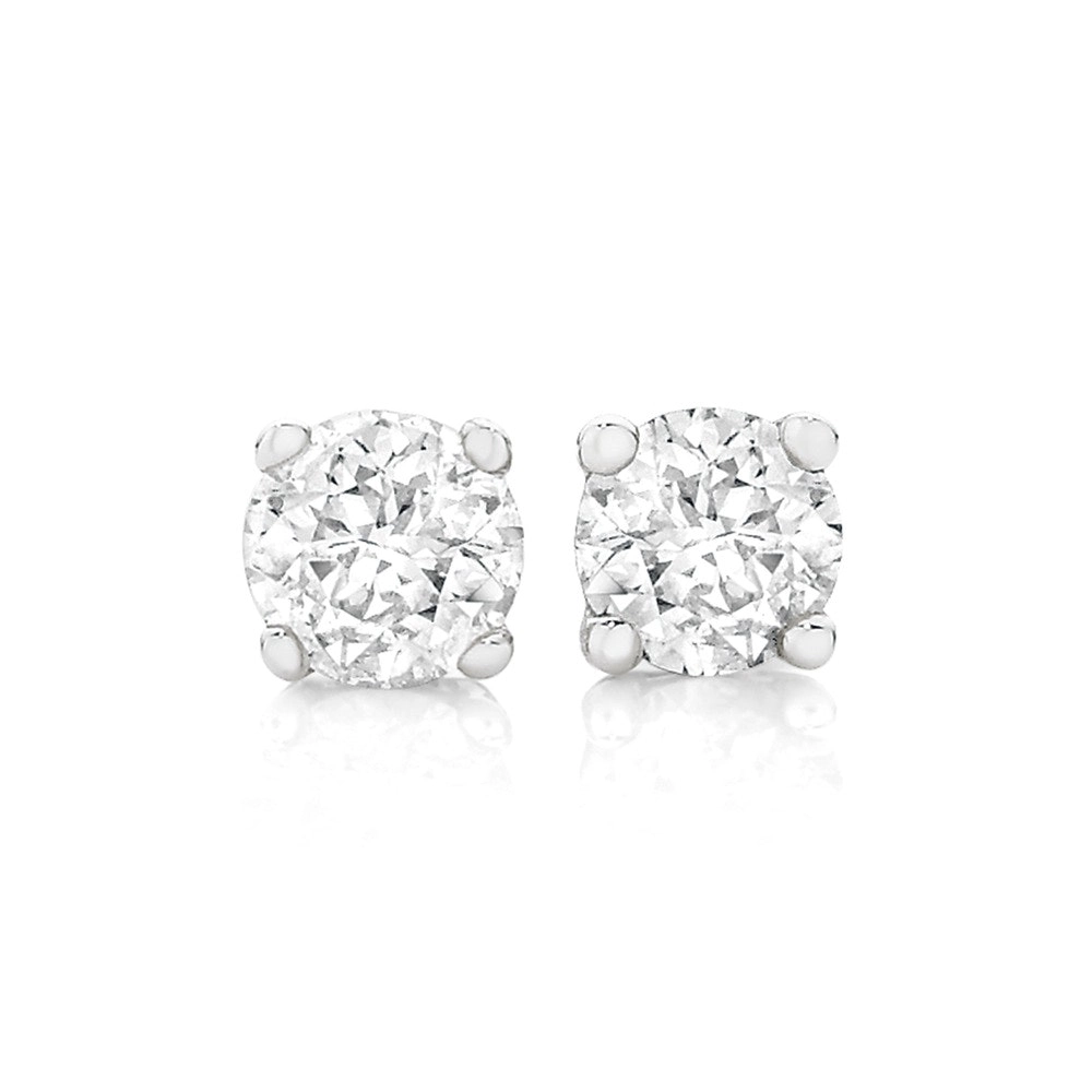 9ct White Gold Diamond Stud Earrings