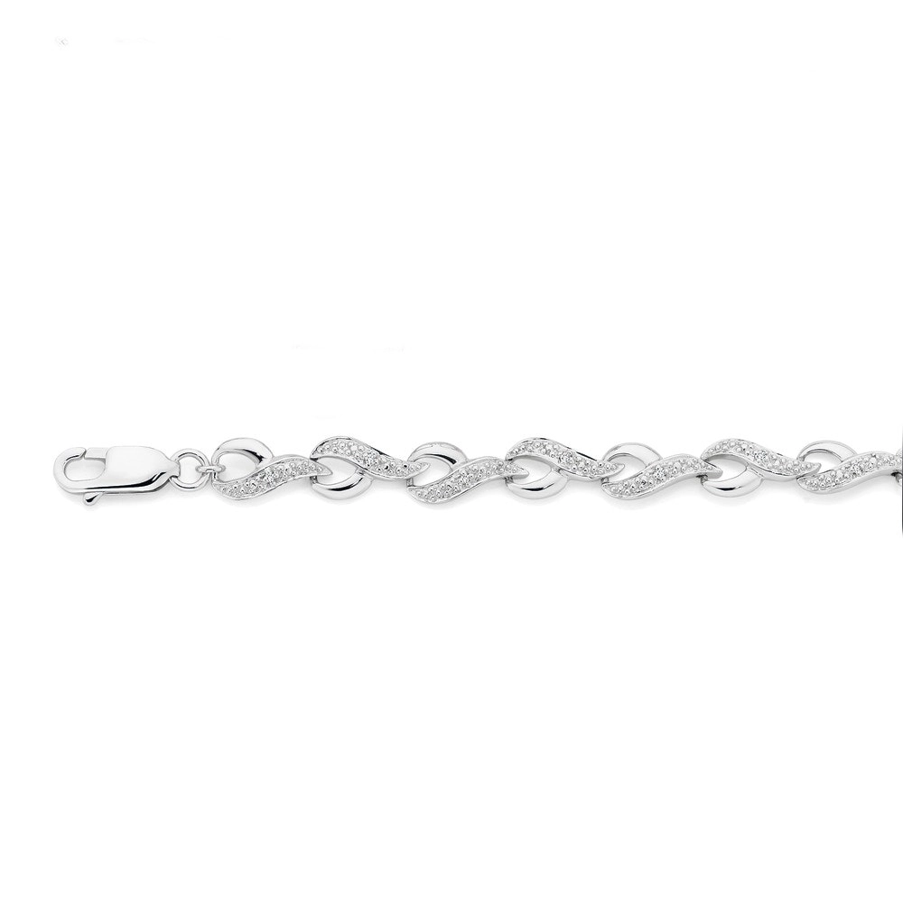 9ct White Gold Diamond Swirl Bracelet