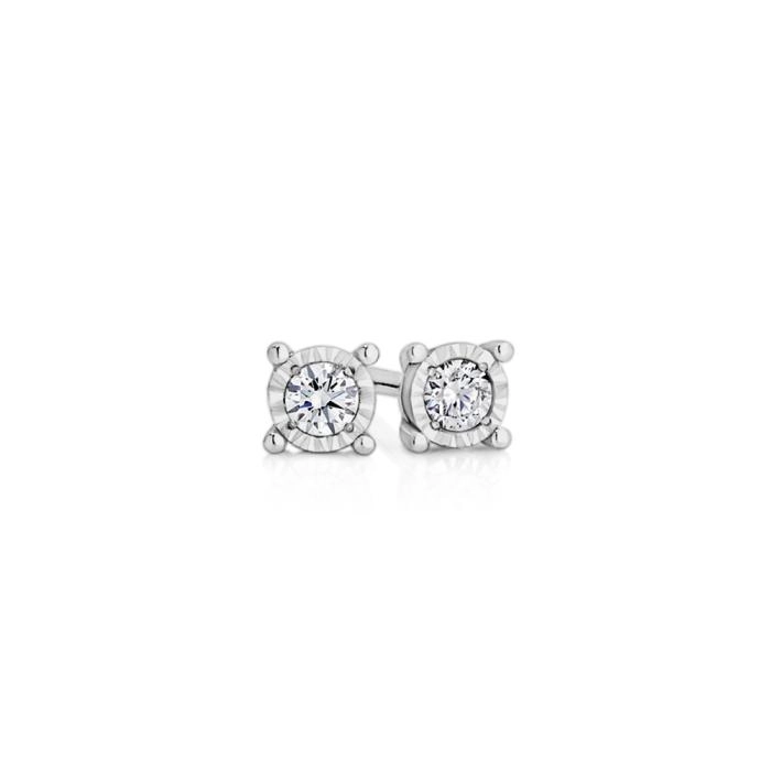 9ct White Gold Miracle Stud Earrings