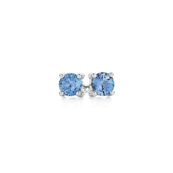 9ct White Gold Natural Ceylon Sapphire Stud Earrings