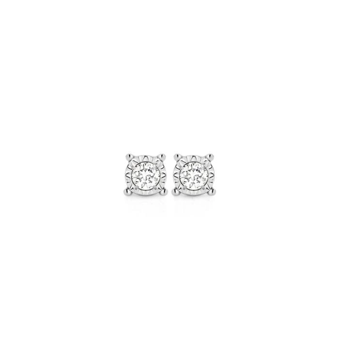 9ct Yellow Gold Diamond Stud Earrings