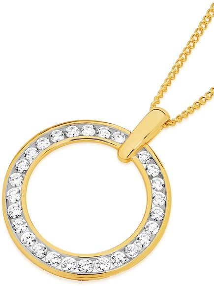 Alora 10ct Gold 1 Carat TW Lab Grown Diamond Circle Pendant