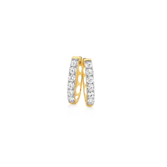 Alora 10ct Gold 1 Carat TW Lab Grown Diamond Huggie Earrings