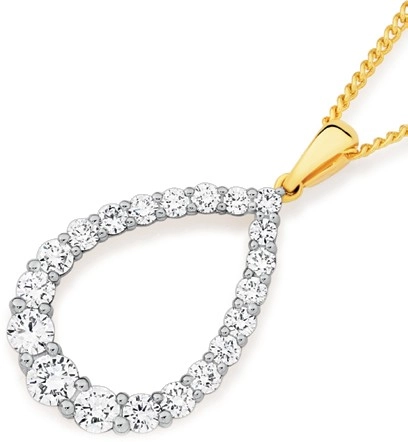 Alora 10ct Gold 1 Carat TW Lab Grown Diamond Pear Pendant