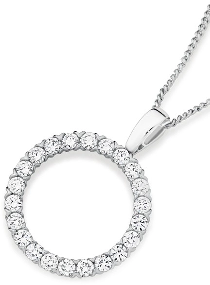 Alora 10ct White Gold 1 Carat TW Lab Grown Diamond Circle Pendant