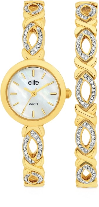 Elite Ladies Watch & Bracelet Set