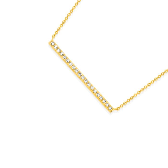 Exquisites 9ct Gold Diamond Bar Necklet