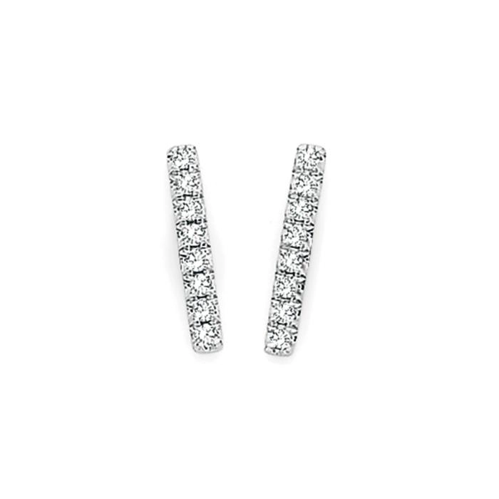 Exquisites 9ct Gold Diamond Bar Stud Earrings