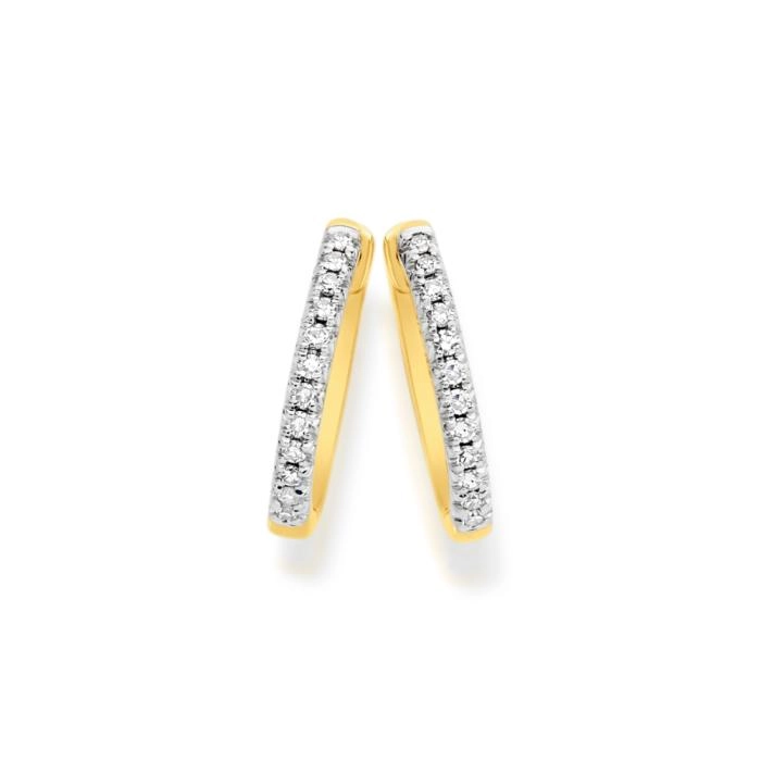 Exquisites 9ct Gold Diamond Huggie Earrings