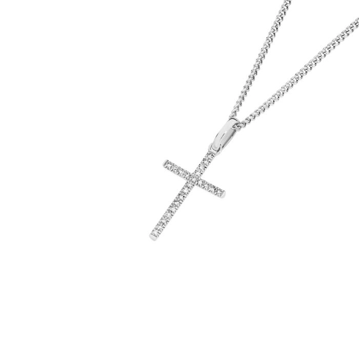 Exquisites 9ct White Gold Diamond Cross Pendant