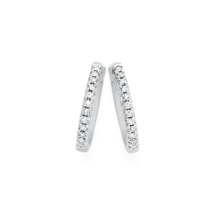 Exquisites 9ct White Gold Diamond Huggie Earrings