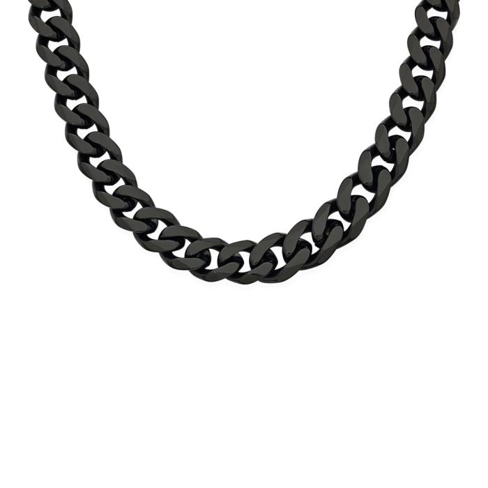 M+Y Stainless Steel Black 55cm Curb Gents Chain