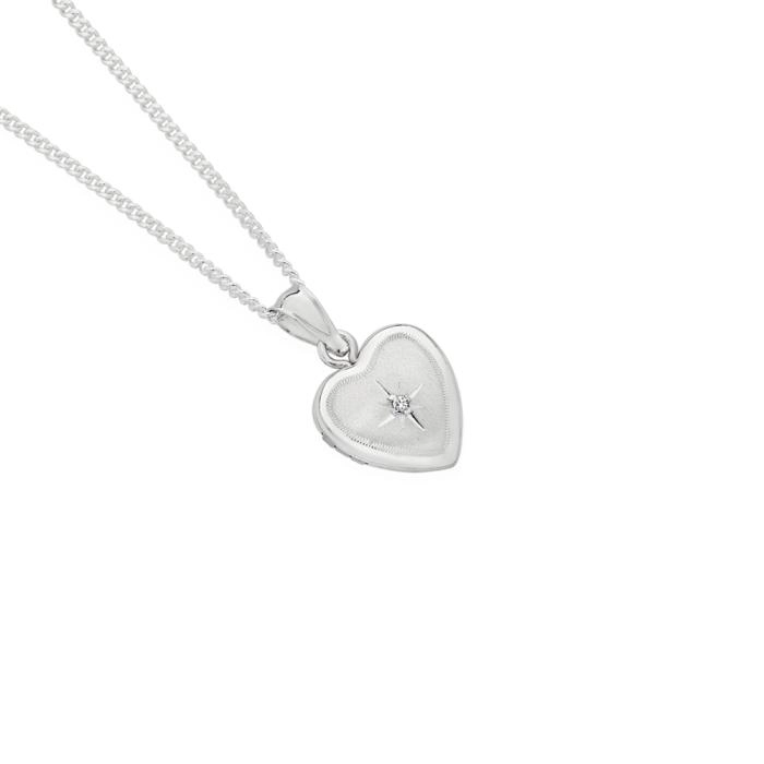 Sterling Silver 12mm Baby's First Diamond Locket