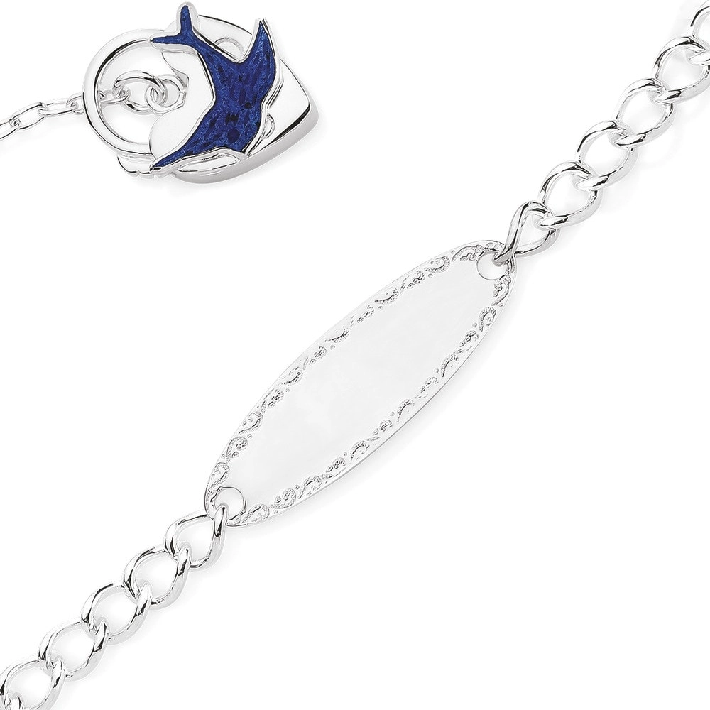 Sterling Silver 15cm Bluebird Padlock Identity Bracelet