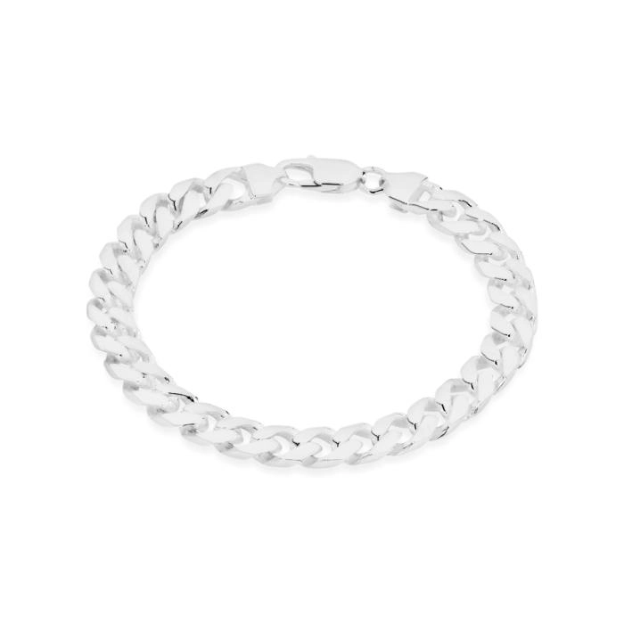 Sterling Silver 21cm Solid Oval Curb Gents Bracelet