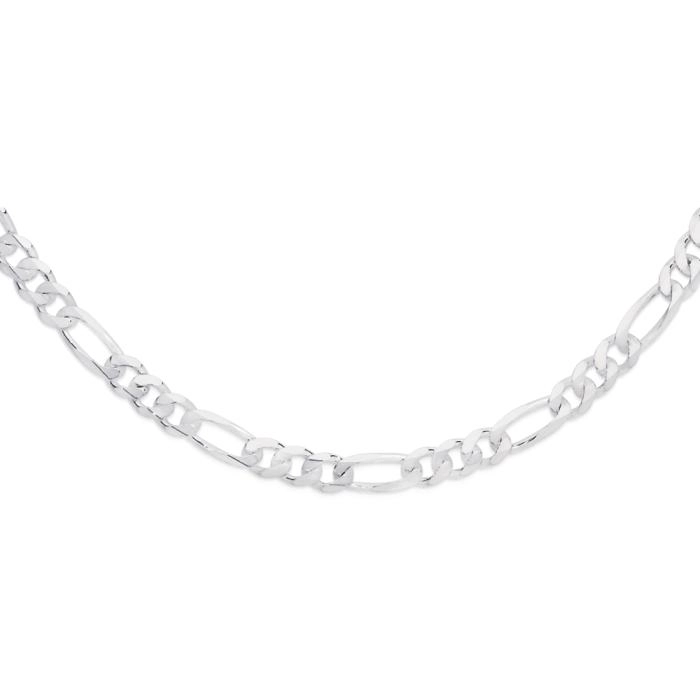 Sterling Silver 55cm 3+1 Figaro Gents Chain