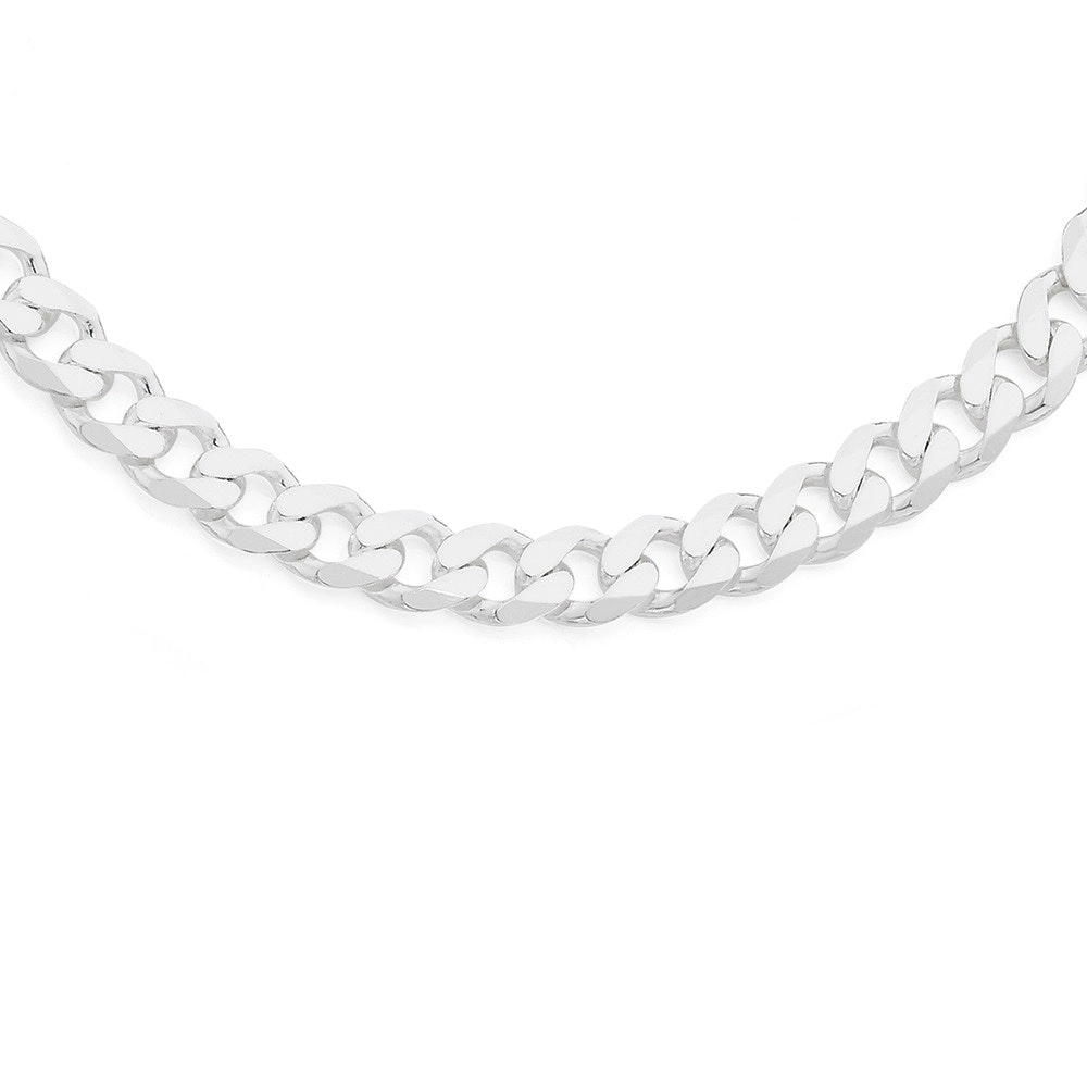 Sterling Silver 55cm Bevelled Curb Gents Chain