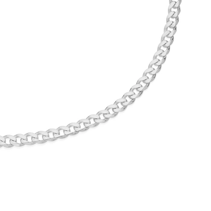 Sterling Silver 55cm Solid Bevelled Curb Gents Chain