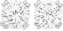 Sterling Silver 6.5mm Cubic Zirconia 4 Double Claw Stud Earrings