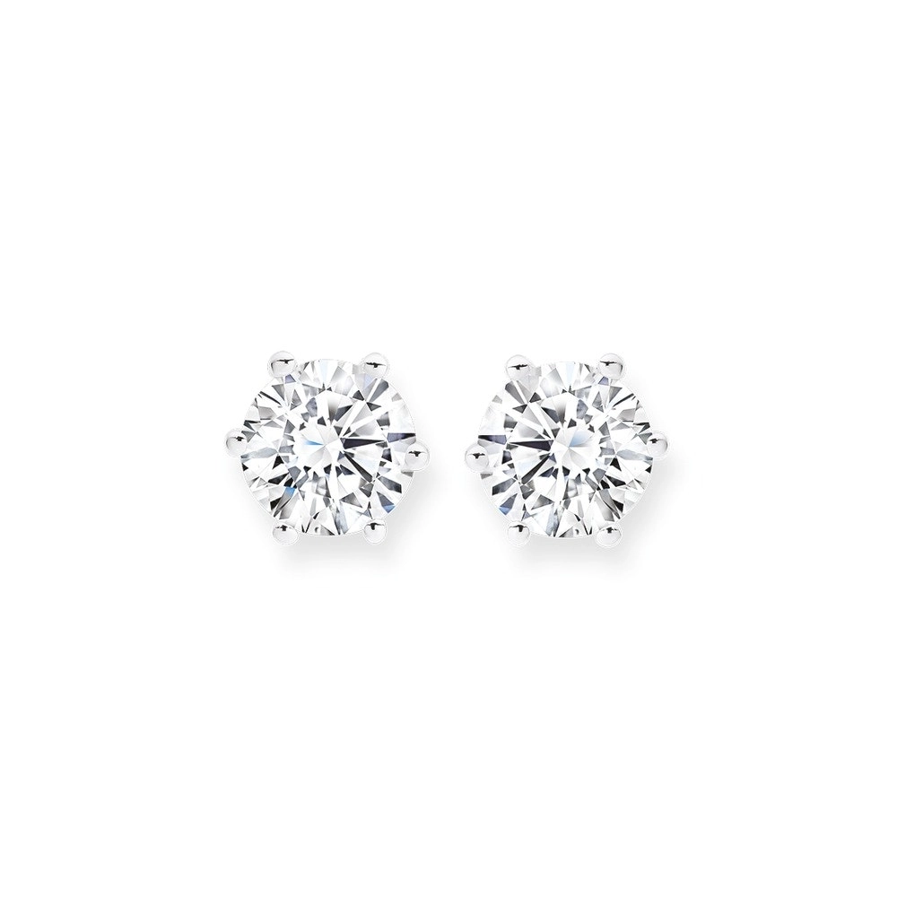 Sterling Silver 6mm Cubic Zirconia Round 6 Claw Studs