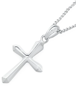 Sterling Silver Bevel Centre Cross Pendant