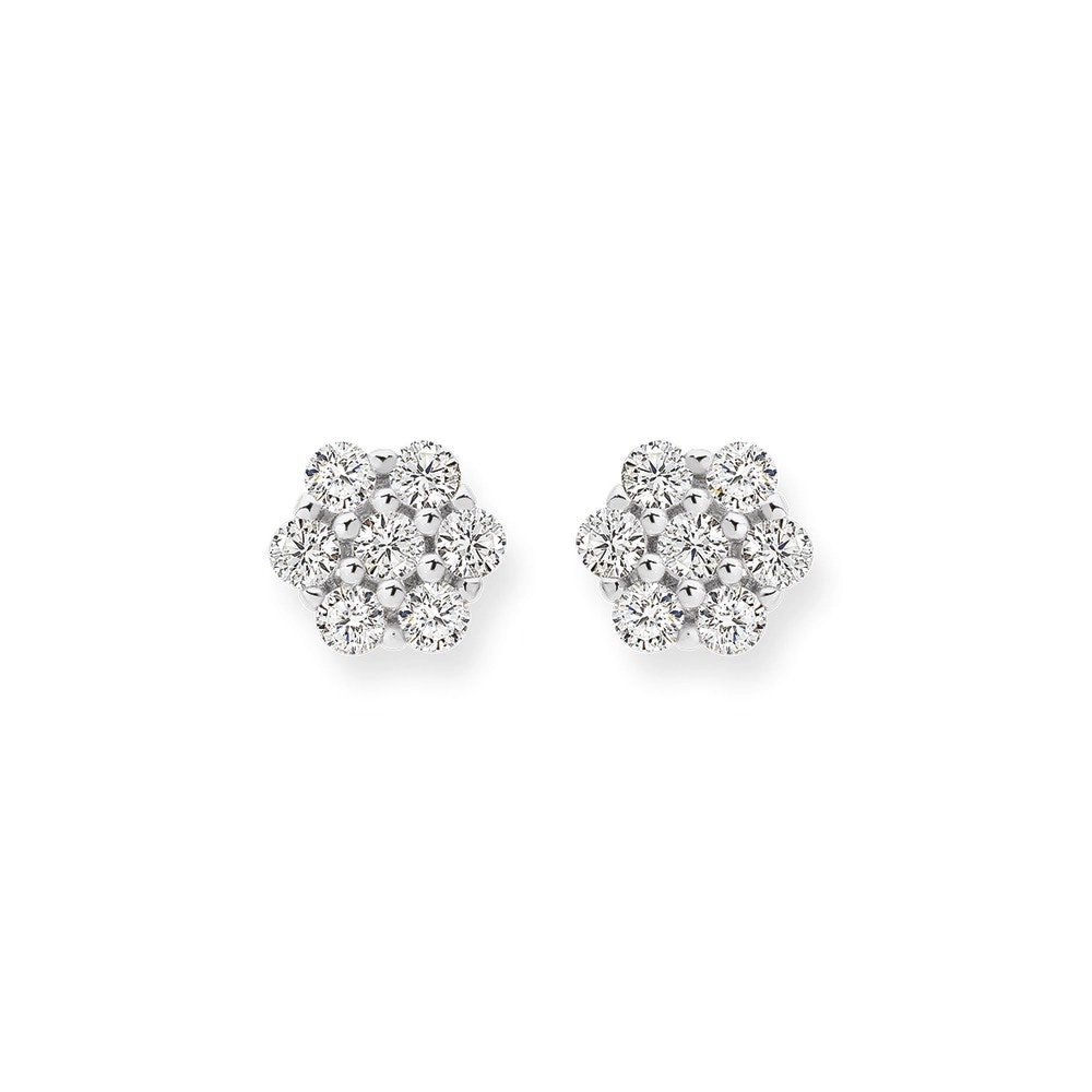 Sterling Silver Cluster Cubic Zirconia Stud Earrings