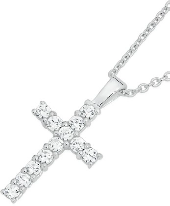 Sterling Silver Cubic Zirconia Claw Set Cross Pendant