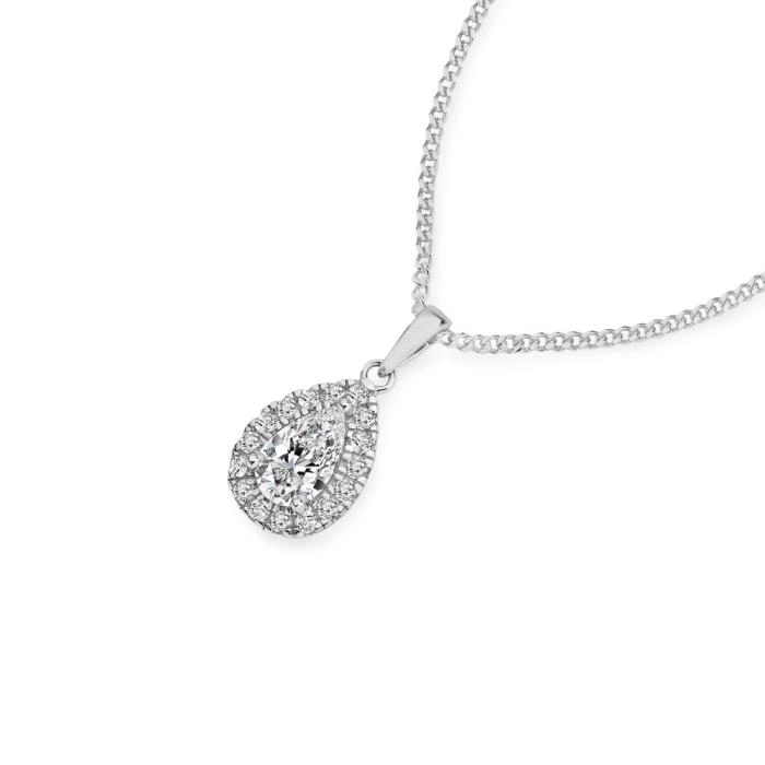 Sterling Silver Cubic Zirconia Pear Cluster Pendant