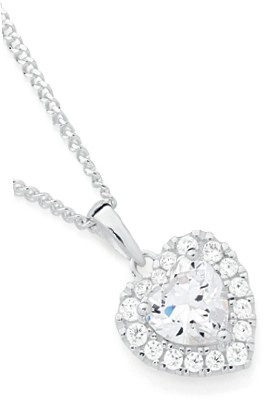 Sterling Silver Cubic Zirconia Small Heart Cluster Pendant