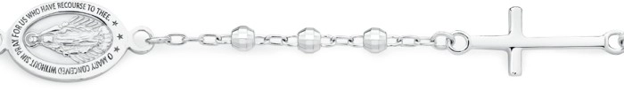 Sterling Silver Miraculous & Cross Bracelet