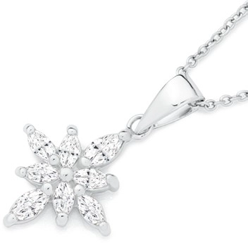 Sterling Silver Multi Cubic Zirconia Star Pendant