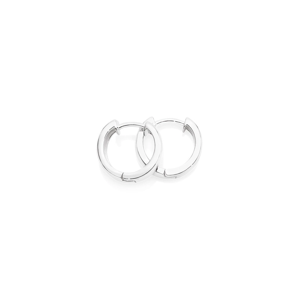 Sterling Silver Round Edge Solid Huggies