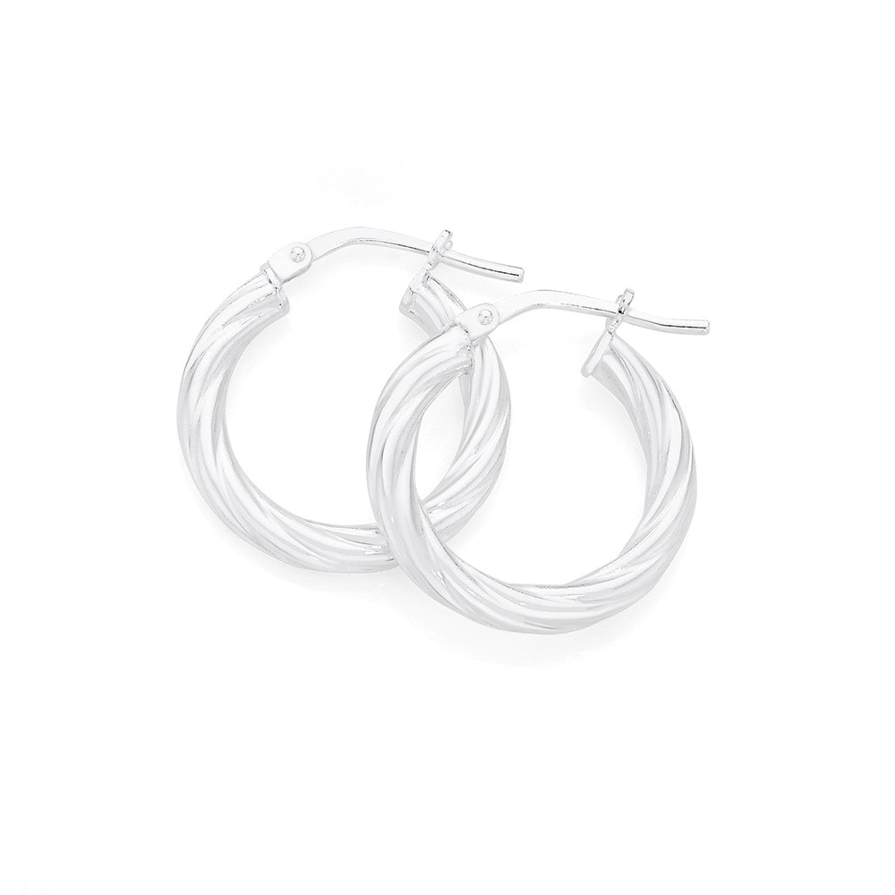 Sterling Silver Twist Hoop Earrings