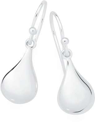 Sterling Silver Wide Pear Hook Earrings