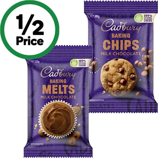 Cadbury Baking Chocolate Chips, Melts or Blocks 180-225g