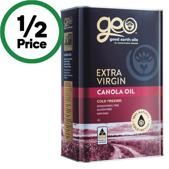 Geo Extra Virgin Canola Oil Cold Pressed 4 Litres