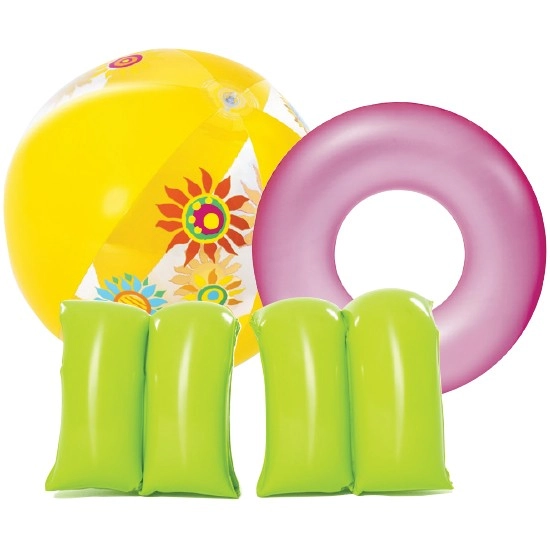 Inflatable Swim Ring, Floaties or Ball – Assorted Colours