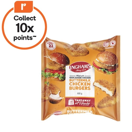 Ingham’s Original or Spicy Buttermilk Chicken Burgers 600g