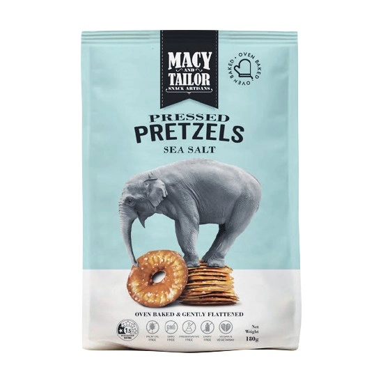 Macy and Tailor Oven Baked Pressed Pretzels Sea Salt 180g