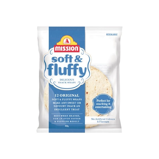 Mission Soft & Fluffy Wraps 450g Pk 12