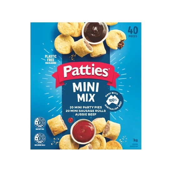 Patties Combo Pack Mini Pies & Sausage Rolls 1 kg or Party Pack 1.25 kg