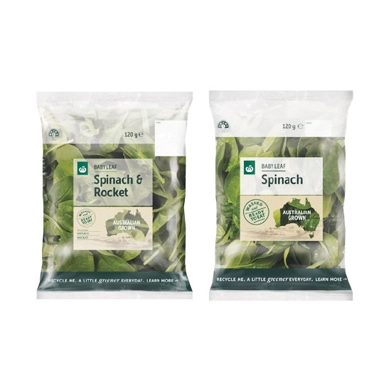 Woolworths Australian Baby Leaf Spinach 120g Pack or Spinach & Rocket 120g Pack