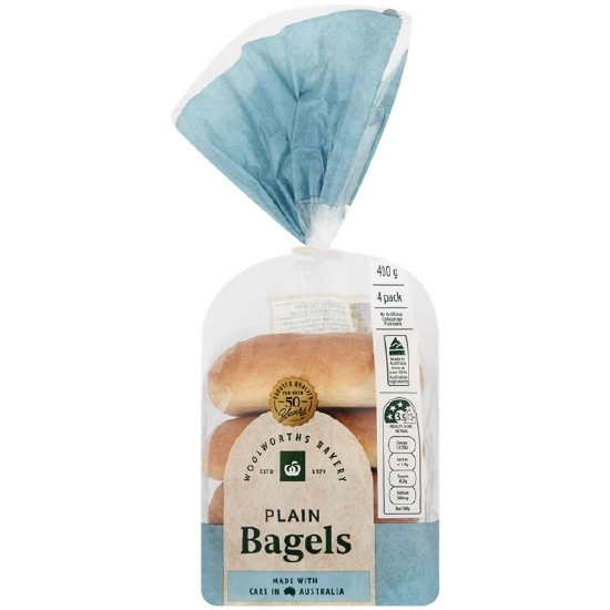 Woolworths Bagels Varieties 400g Pk 4