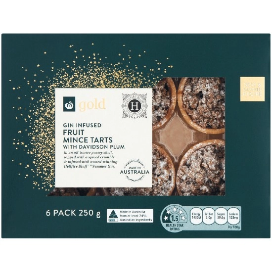 Woolworths Gold Davidson Plum & Gin Tarts 250g Pk 6