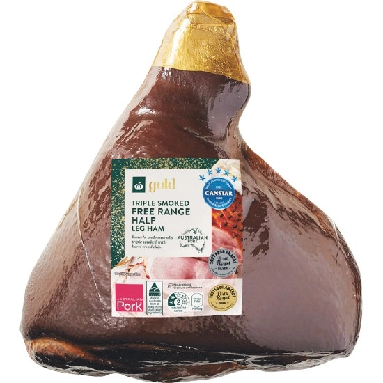 Woolworths Gold Triple Smoked Free Range Half Leg Ham