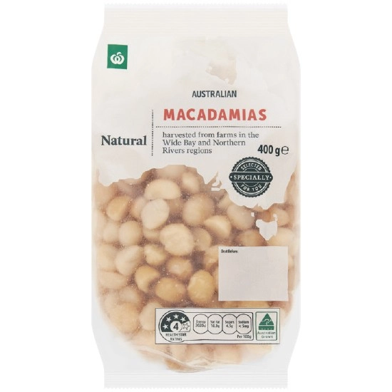 Woolworths Macadamias Kernels Raw 400g Pack