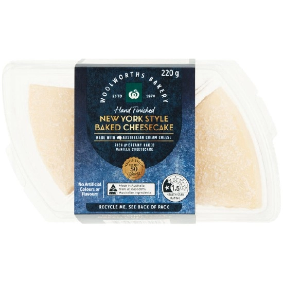 Woolworths New York Style Baked Cheesecake Pk 2