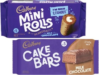 Cadbury Cake Bars or Rolls 105g-130g